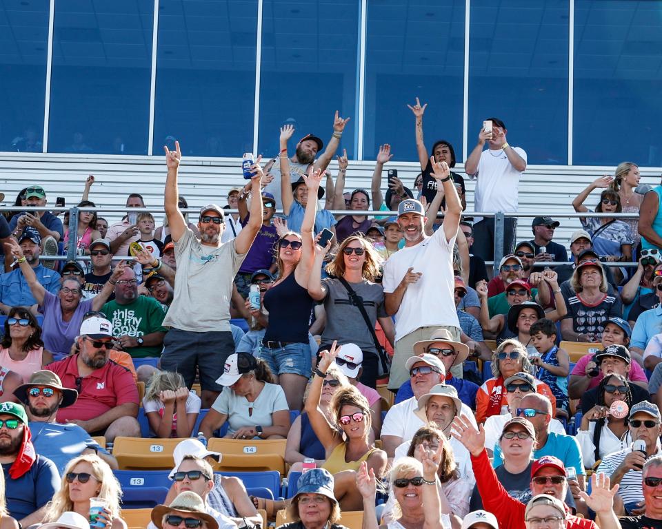 Fans enjoy the Blake Shelton concert following the Hy-Vee Salute to Farmers 300, part of Iowa Speedway's NTT IndyCar Series weekend Sunday, July 24, 2022.
