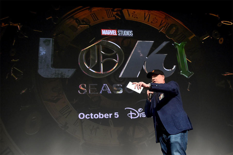 Kevin Feige, President, Marvel Studios speaks onstage during the LOKI Season 2 Launch Event – Los Angeles at El Capitan Theatre in Hollywood, California on October 02, 2023.