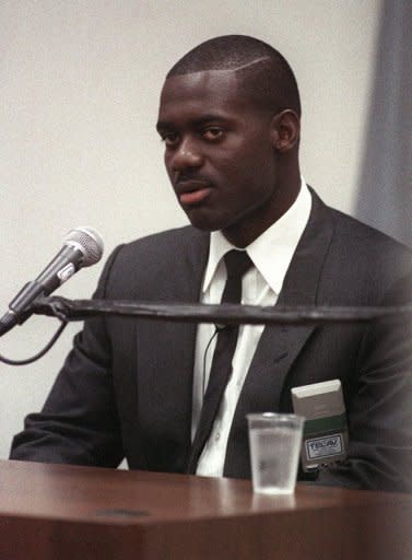 Canadian athlete Ben Johnson testifies at the Dubin Commission of Inquiry in June 1989 in Toronto. Johnson has revealed simmering anger over his Seoul 1988 drugs scandal and hit out at rival Carl Lewis, more than two decades after one of the Olympics' most infamous incidents