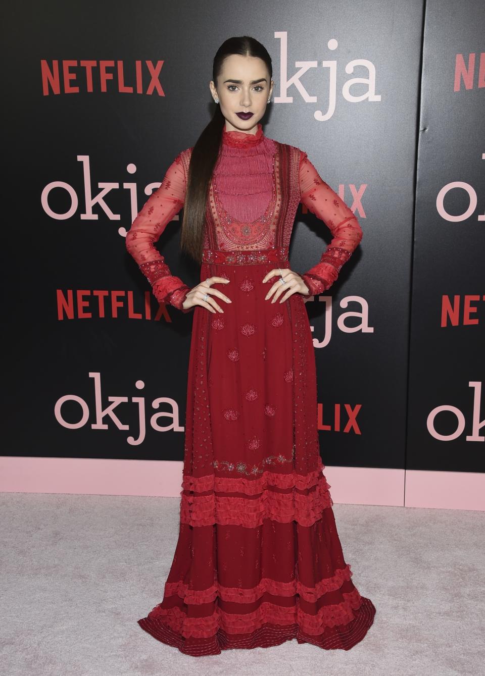 HIT: Lily Collins at the Okja premiere