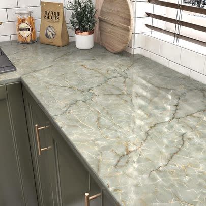 The waterproof green marble contact paper I have on all my countertops
