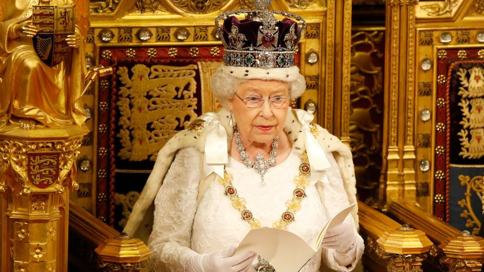 The monarch taking a ‘hostage’ during the opening of Parliament