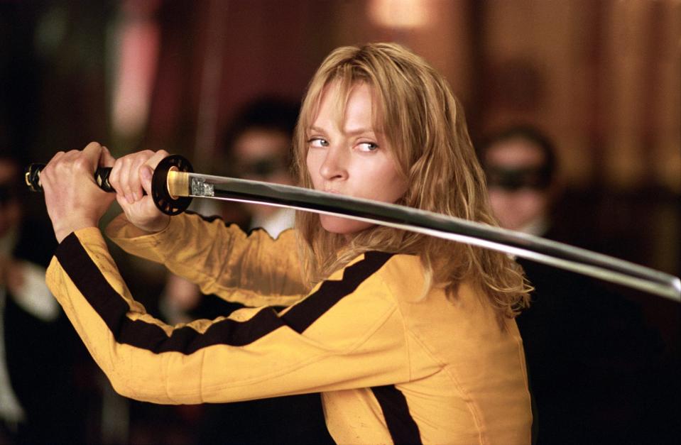 The Bride (Uma Thurman) walks tall and carries a sharp sword in "Kill Bill: Volume 1."