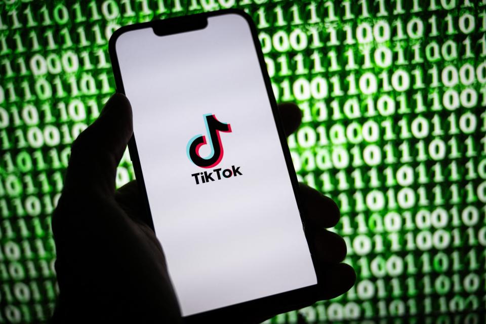 This illustration photograph taken on October 30, 2023, shows the logo of TikTok, a short-form video hosting service owned by ByteDance, on a smartphone in Mulhouse, eastern France. (Photo by SEBASTIEN BOZON / AFP) (Photo by SEBASTIEN BOZON/AFP via Getty Images)n(Credit: For The Win)