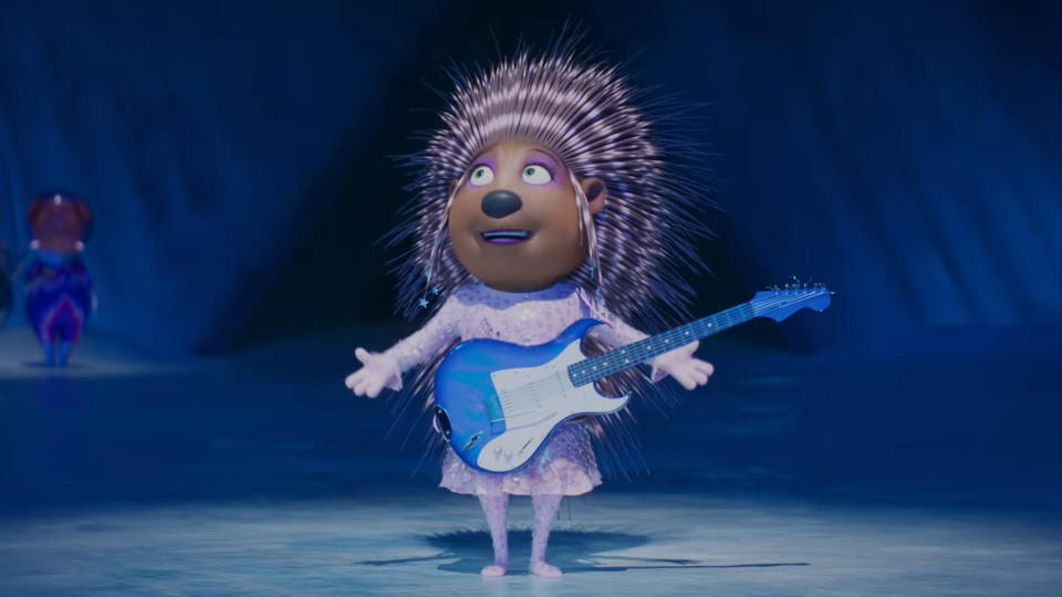 Scarlett Johansson voices singing porcupine Ash in 'Sing 2'. (Illumination/Universal)