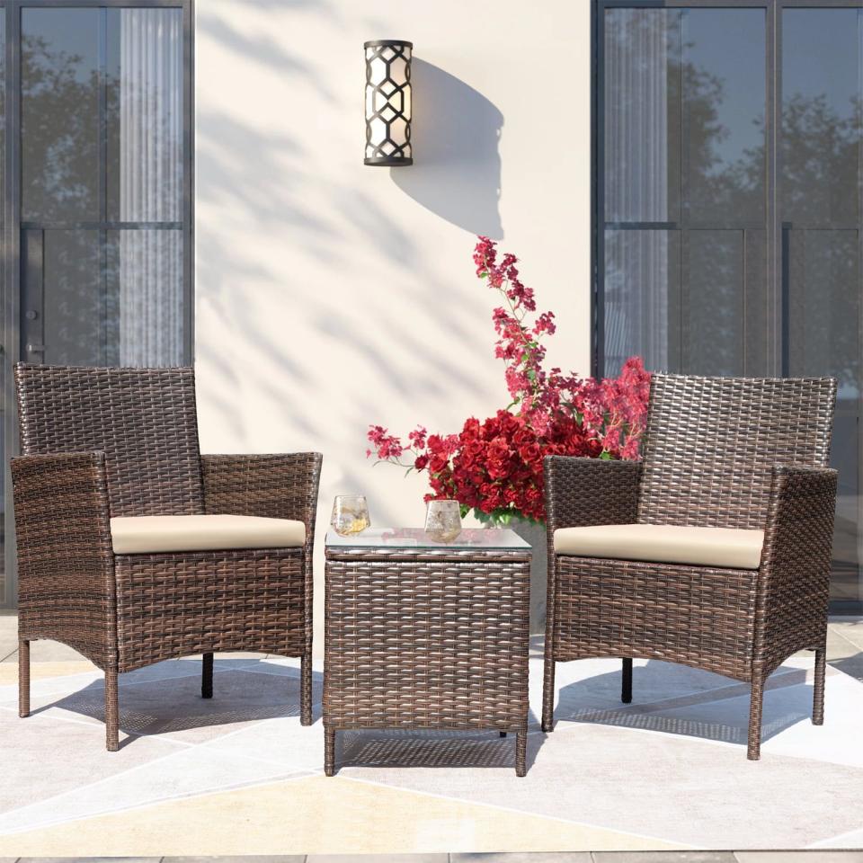 <p><a href="https://clicks.trx-hub.com/xid/hearstcorp_9eb67_ghk?q=https%3A%2F%2Fwww.walmart.com%2Fip%2FDevoko-Patio-Conversation-Set-Outdoor-Furniture-Set-PE-Rattan-Set-of-3-Brown-Beige%2F228252142&p=https%3A%2F%2F&utmSource=yahoo-us&utmCampaign=65&utmMedium=syn" rel="nofollow noopener" target="_blank" data-ylk="slk:Shop Now;elm:context_link;itc:0;sec:content-canvas" class="link ">Shop Now</a></p><p>Patio Conversation Set Outdoor Furniture Set</p><p>walmart.com</p><p>$65.00</p>