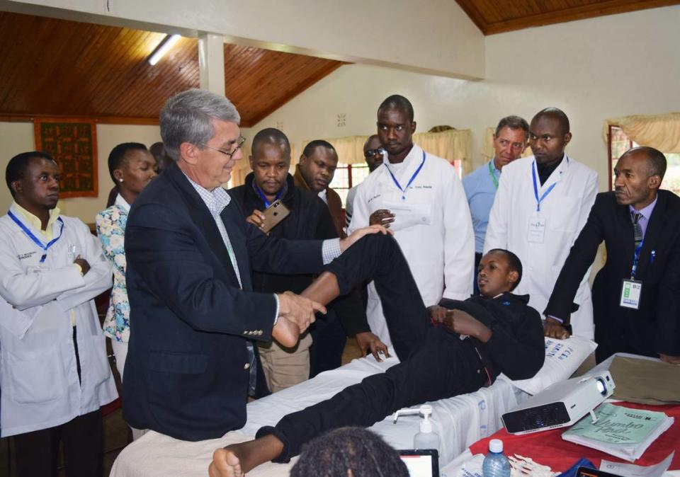 Dr. Leland McCluskey, an orthopedic surgeon at St. Francis-Emory Healthcare in Columbus, says another important part of the Steps2Walk program teaching and building connections, and friendships, with local doctors like these in Kenya.