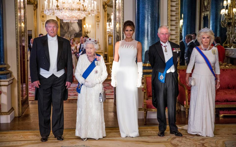 Donald Trump, the Queen, Melania Trump, Prince Charles and the Duchess of Cornwall during the US president's state visit - Jeff Gilbert