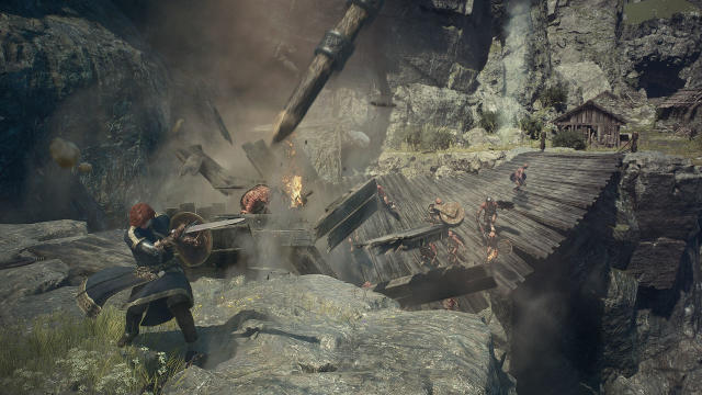 Dragon's Dogma 2' gameplay shows a giant bullied into becoming a bridge