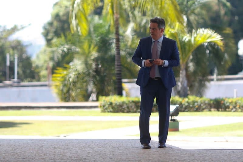 Brazilian senator Ciro Nogueira looks on after meeting with Brazil's President Jair Bolsonaro at the Planalto Palace