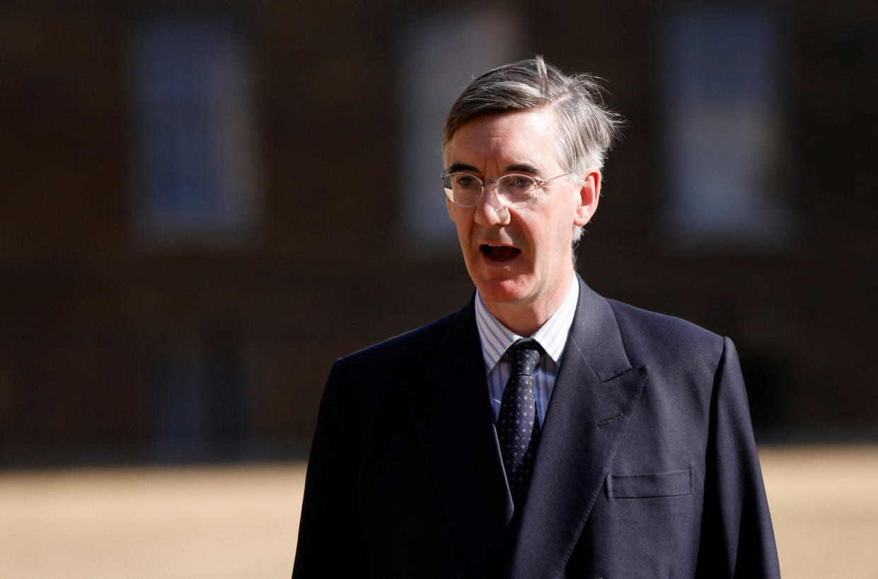 British Minister for Brexit Opportunities and Government Efficiency Jacob Rees-Mogg walks in London, Britain, July 18, 2022. REUTERS/John Sibley