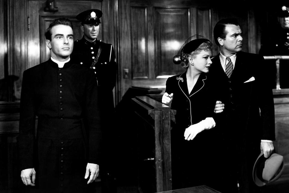 Father Michael Logan (Montgomery Clift) in I Confess