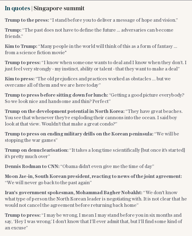 In quotes | Singapore summit North Korea Trump Kim
