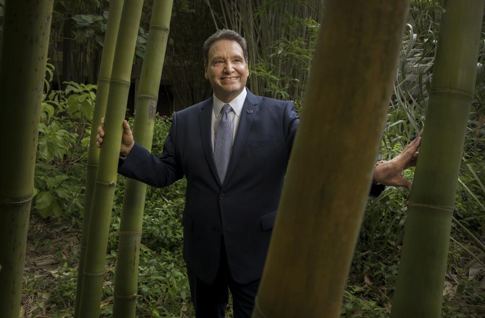 UNF's new president Moez Limayem in the bamboo garden below his offices on the UNF campus Thursday, August 25, 2022.