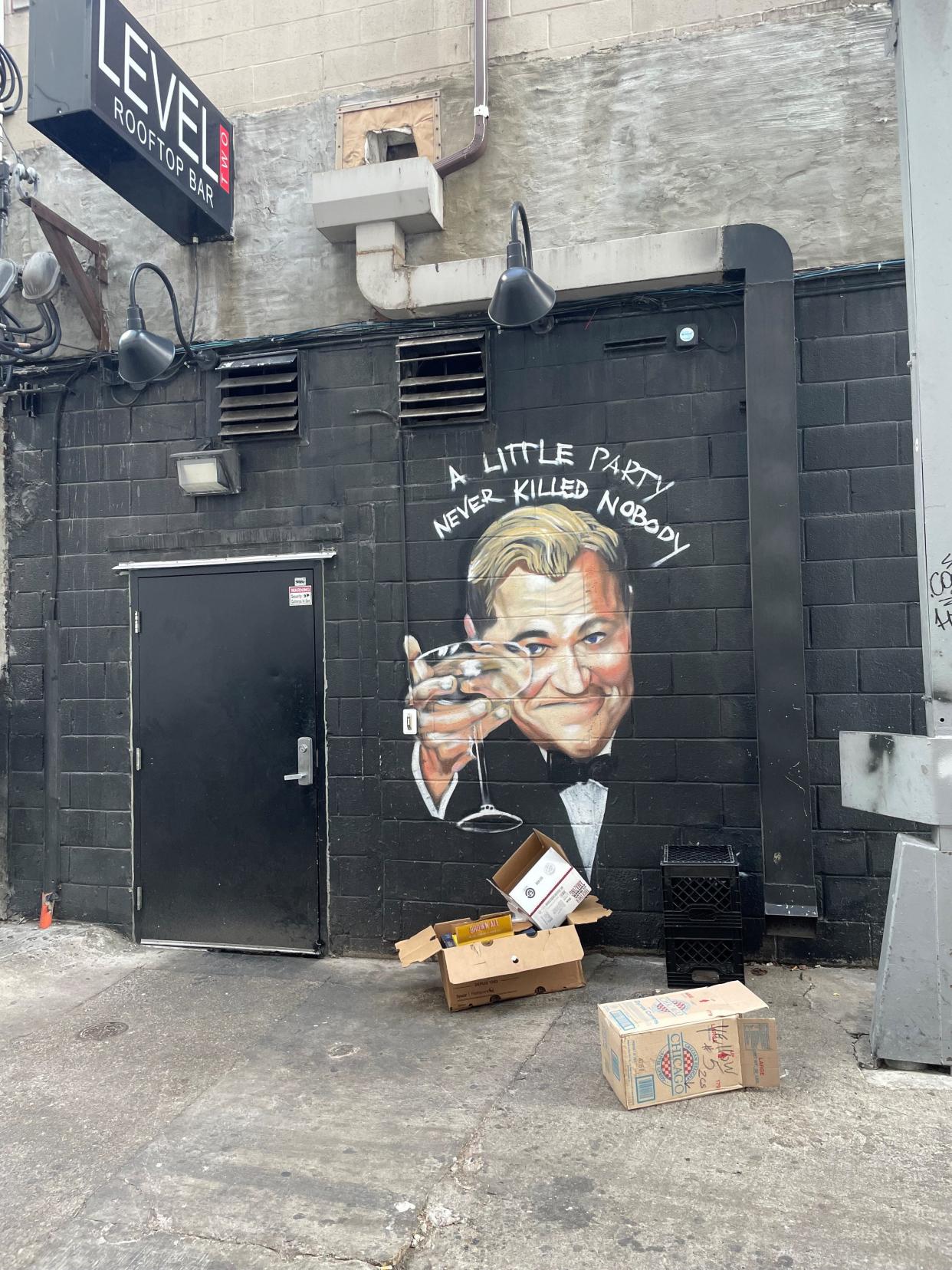 This mural, depicting Leonardo DiCaprio in 2013's "The Great Gatsby," is located in a back alley in downtown Detroit and best observed on foot.