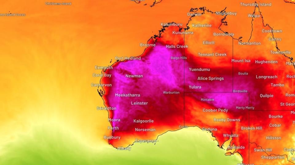 Forecast maximum temperature on Wednesday, January 17, 2024, according to the ECMWF-HRES model.