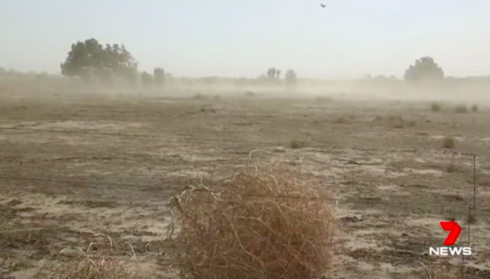 Earlier this week official figures showed 100% of NSW is now impacted by drought. Source: Channel Seven