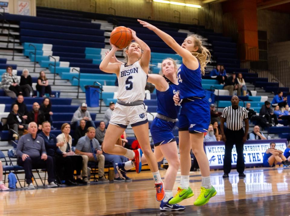 Great Falls Highs' Ashlyn Jones attempts a shot against Bozeman Gallatin on Thursday, Jan. 19 at Swarthout Fieldhouse.