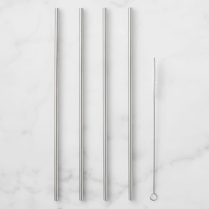 10) Williams Sonoma Stainless Steel Straws with Cleaning Brush