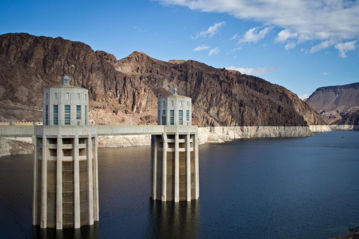 Lake Mead at Hoover Dam on a sunny day.