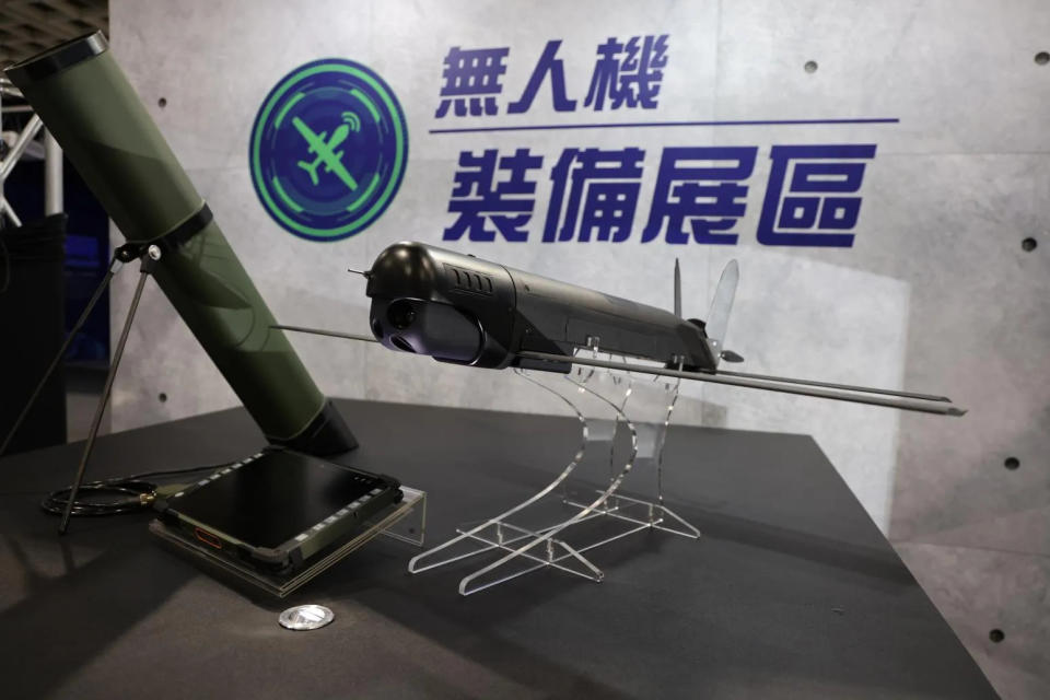 <strong>中科院研製的巡飛彈一型無人機。(圖/中天新聞，李俊毅攝)</strong>