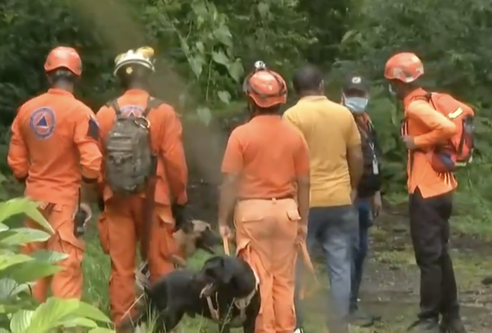 Photo shows authorities in bushland near the murder of seven young people.