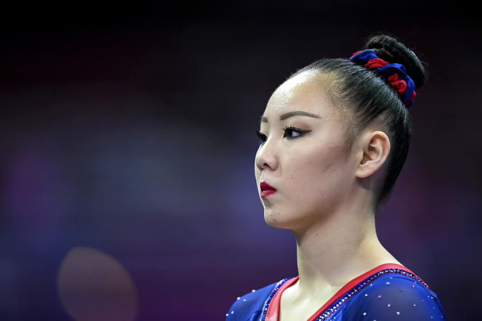 Kara Eaker during Day 2 of the 2021 U.S. Women's Gymnastics Olympic Team Trials at the Dome at America's Center in St. Louis, Mo., on June 27, 2021. (Amy Sanderson / Cal Sport Media via AP Images file)