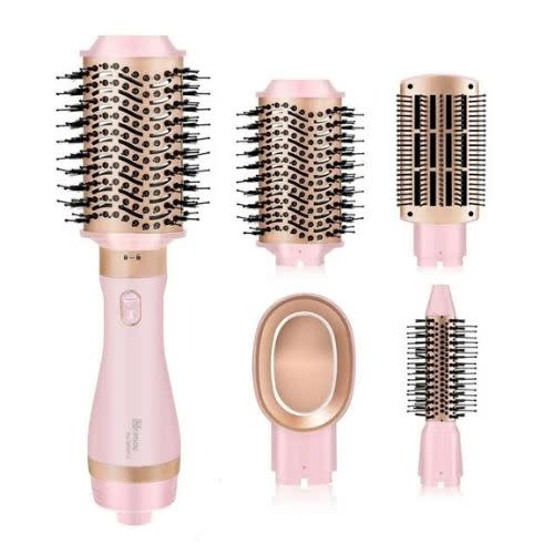 pink and gold blow dryer brush