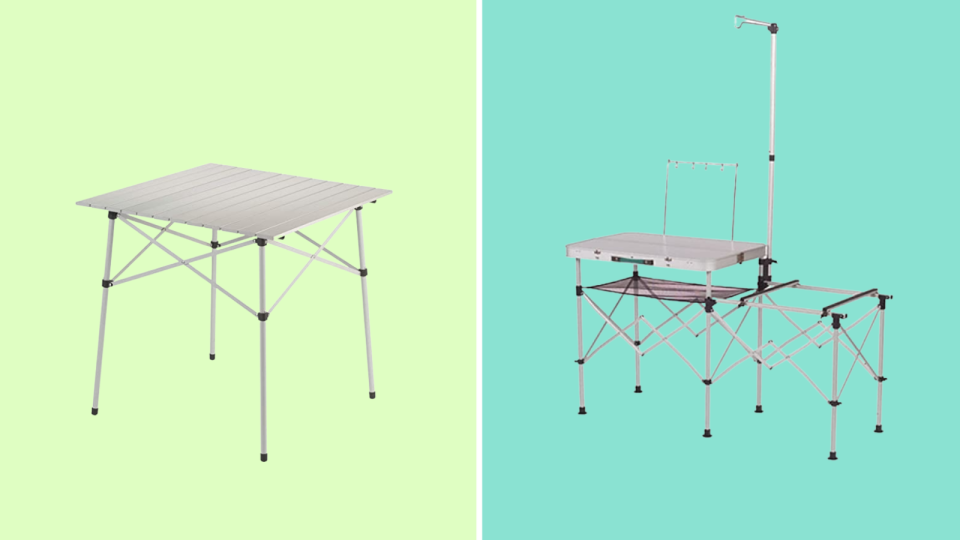 Folding tables provide a clean space for meal prep.