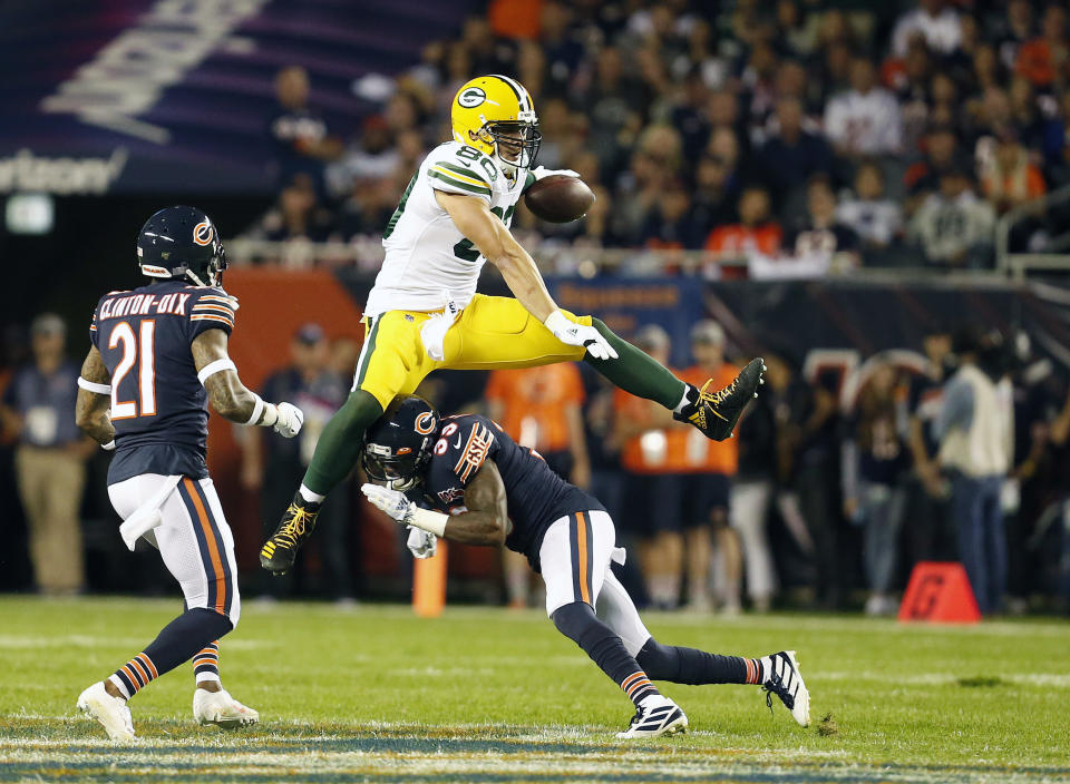 Jimmy Graham's tenure in Green Bay wasn't what many were hoping. We'll see if it's any different with the Packers' rival. (Photo by Nuccio DiNuzzo/Getty Images)