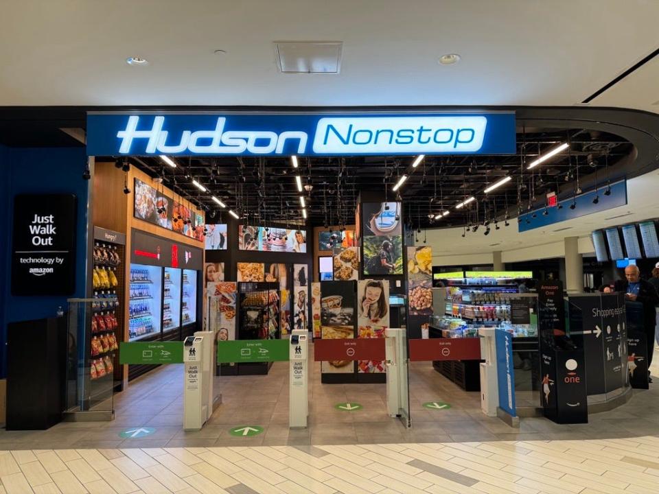 A Hudson Nonstop store at the Nashville International Airport is one of 140 third-party stores which uses Amazon's Just Walk Out technology. This allows customers to scan a payment method, walk in and shop and walk out.