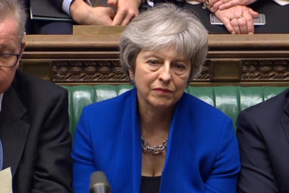 Theresa May in the Commons ahead of the vote