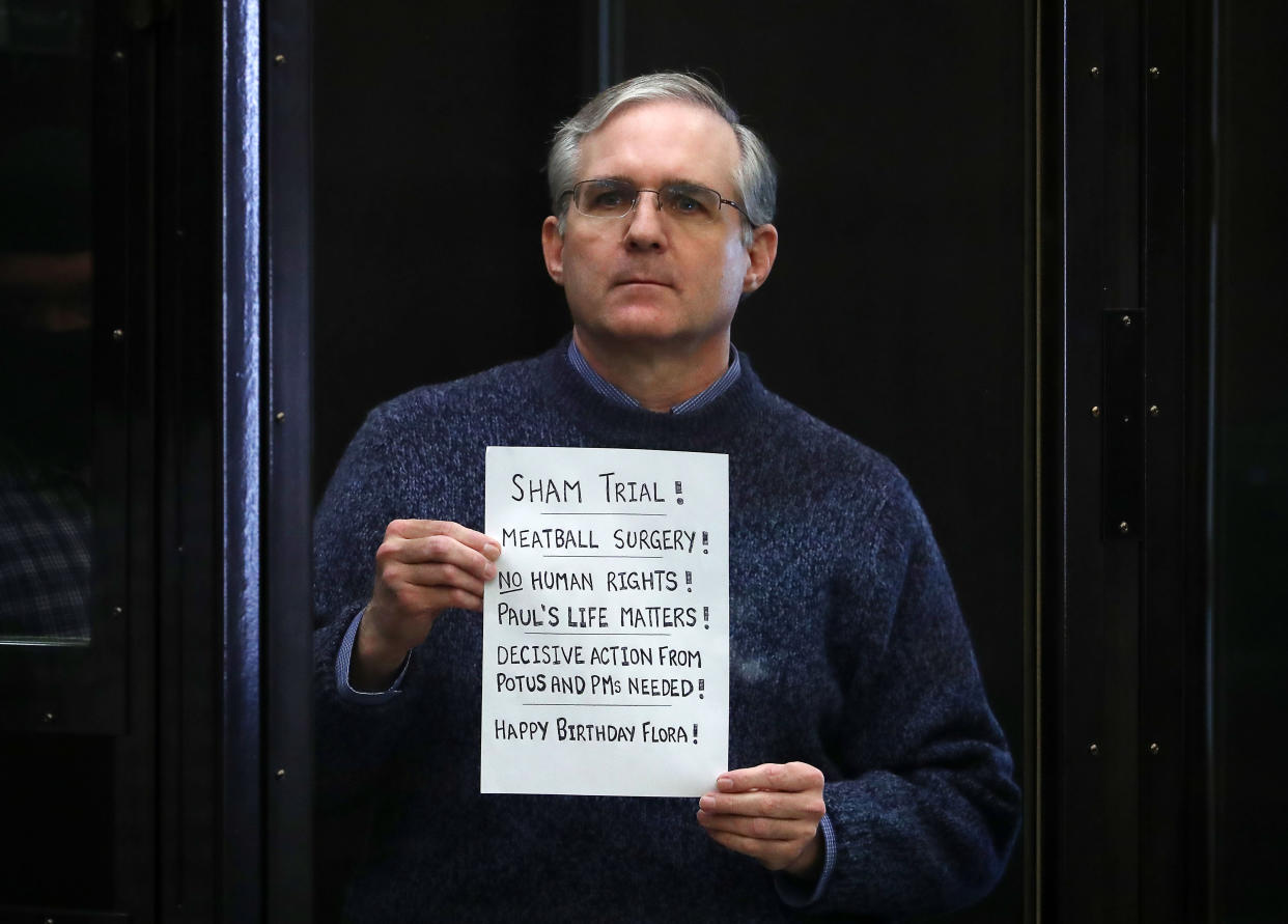 MOSCOW, RUSSIA - JUNE 15, 2020: American citizen Paul Whelan attends a sentencing hearing at the Moscow City Court on charges of espionage against Russia. Anton Novoderezhkin/TASS (Photo by Anton Novoderezhkin\TASS via Getty Images)