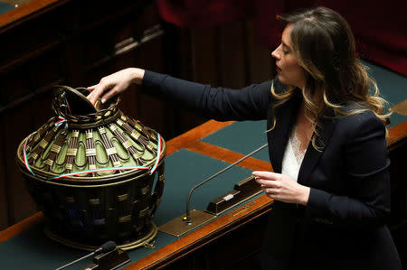 Democratic Party's member Maria Elena Boschi at the Chamber of Deputies during the first session since the March 4 national election in Rome, Italy March 23, 2018. REUTERS/Tony Gentile