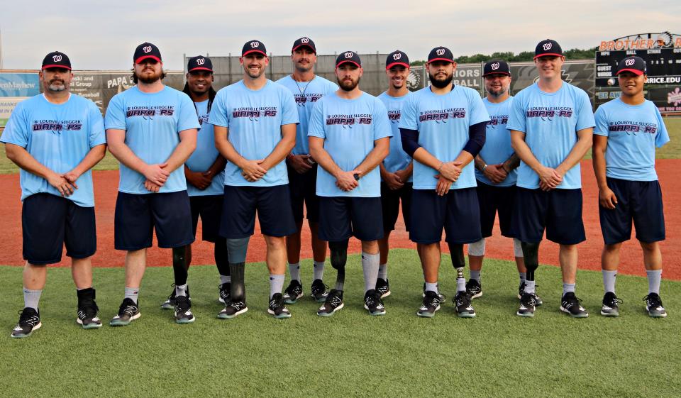 The members of the Louisville Slugger Warriors Amputee Baseball Team.