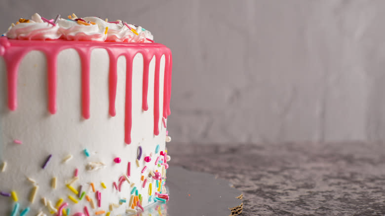 Decorated cake with sprinkles