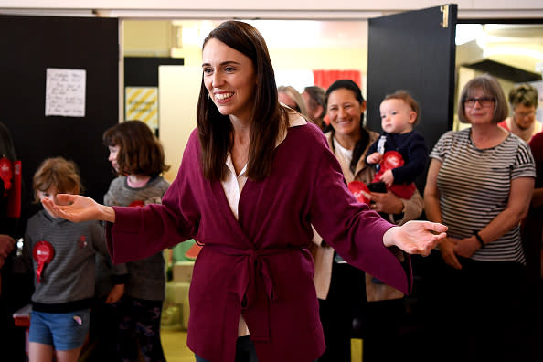 Labour Party leader Jacinda Ardern thanks Labour Party volunteers at Polish House in Auckland, New Zealand.  