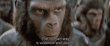 Ape from "Planet of the Apes" warns about humans