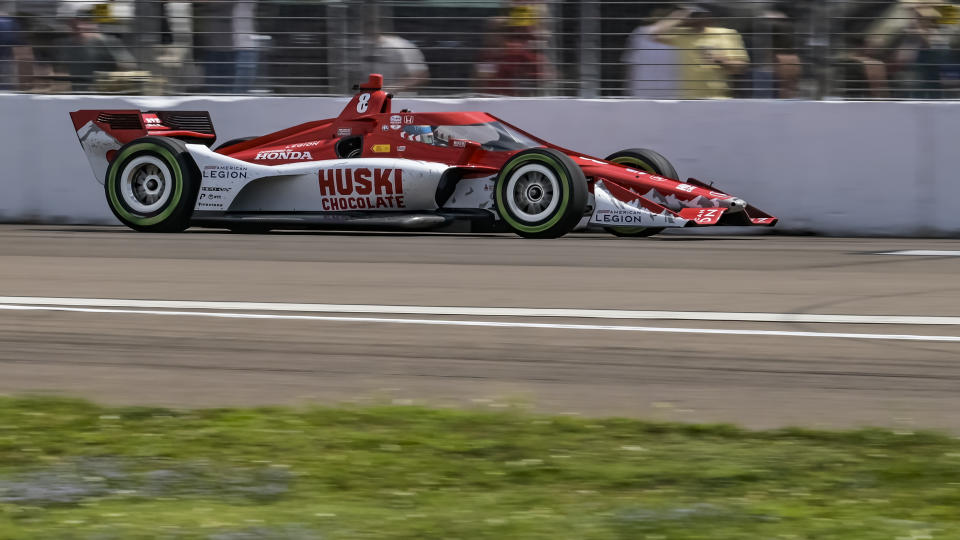 Huski Chocolate Chip Ganassi Racing driver Marcus Ericsson accelerates into front straightaway on his way to winning the Grand Prix of St. Petersburg auto race Sunday, March 5, 2023, in St. Petersburg, Fla. (AP Photo/Steve Nesius)