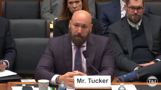 Tucker testifying on Wednesday. Credit: House T&I Committee