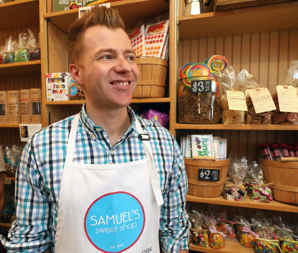 Manager John Traver is pictured at Samuel's Sweet Shop in Rhinebeck, April 13, 2019. The shop is celebrating it's 25th anniversary this month. 