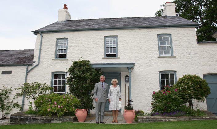 LLANDOVERY, UNITED KINGDOM - JUNE 22:  TRH Camilla, Duchess of Cornwall and Prince Charles, Prince of Wales pose for a photograph outside their welsh property Llwynywermod before a drinks reception on June 22, 2009 in Llandovery, United Kingdom. The Duchess of Cornwall and the Prince of Wales are on their annual &#39;Wales Week&#39; visit to the region and will be staying at the recently refurbished property.  (Photo by Chris Jackson/Pool/Getty Images)