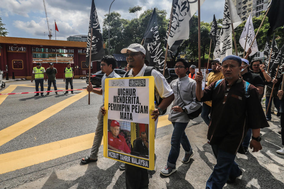 Protesters demonstrate in support of China’s Uighur Muslims in Kuala Lumpur December 27, 2019. ― Picture by Firdaus Latif