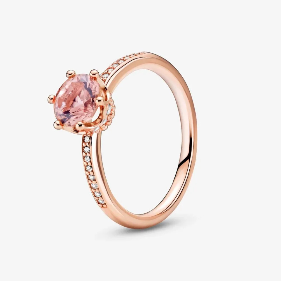 Pink Sparkling Crown Solitaire Ring . Image via Pandora
