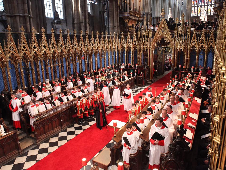 The choir stalls at Westminster Abbey on the day of Prince William and Kate Middleton's wedding.
