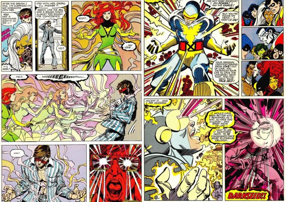 Jean Grey's ghost haunts the X-Men in 1982's The Uncanny X-Men and the New Teen Titans. Art by Walter Simonson.