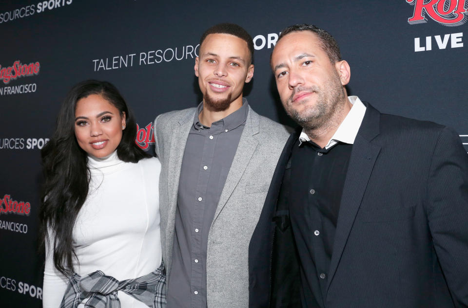 Ayesha Curry, NBA player Stephen Curry and founder of TR Sports David Spencer attend Rolling Stone Live SF with Talent Resources on February 6, 2016 in San Francisco, California. (Photo by Rich Polk/Getty Images for Rolling Stone)