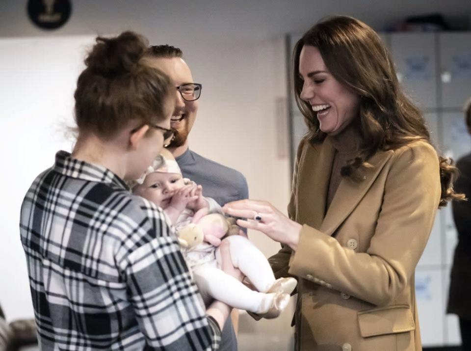 The Duchess of Cambridge meets Trudi and Alastair Barrie and their daughter Anastasia (Danny Lawson/PA) (PA Wire)