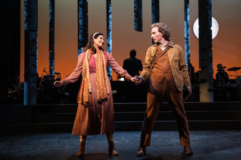 From L to R: Stephanie J. Block and Sebastian Arcelus in the Broadway production of "Into the Woods." "Into the Woods" will play at Center Theatre Group / Ahmanson Theatre June 27 to July 30, 2023 as part of the 2022-2023 Season. Photo by: Matthew Murphy and Evan Zimmerman.