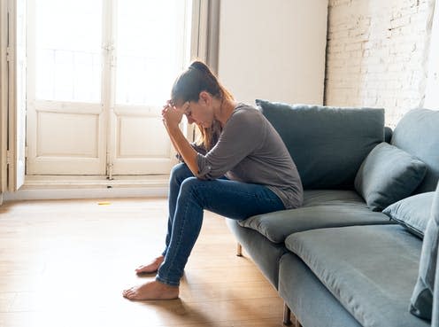<span class="caption">Young autistic women are around 13 times more likely to attempt suicide than women who aren't autistic. </span> <span class="attribution"><a class="link " href="https://www.shutterstock.com/image-photo/young-attractive-latin-woman-lying-home-1147331654" rel="nofollow noopener" target="_blank" data-ylk="slk:SB Arts Media/ Shutterstock;elm:context_link;itc:0;sec:content-canvas">SB Arts Media/ Shutterstock</a></span>